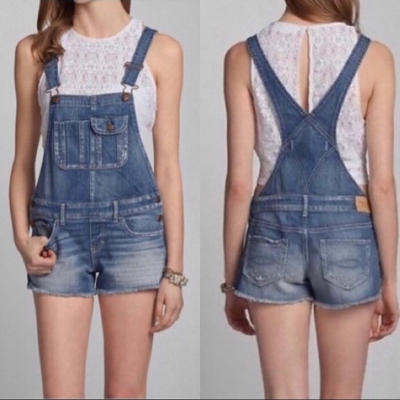 Abercrombie Fitch Denim Short Overalls 